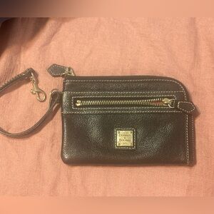 Dooney & Bourke Black Leather Wristlet - square